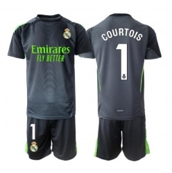 Fotbollsset Barn Real Madrid Thibaut Courtois #1 Målvakt Tredje Tröja 2025-26 Mini-Kit Kortärmad (+ korta byxor)