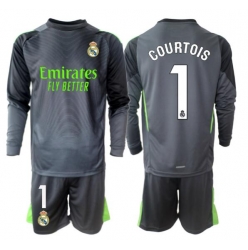 Fotbollsset Barn Real Madrid Thibaut Courtois #1 Målvakt Tredje Tröja 2025-26 Mini-Kit Långärmad (+ korta byxor)