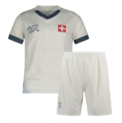 Fotbollsset Barn Schweiz Bortatröja EM 2024 Mini-Kit Kortärmad (+ korta byxor)