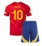 Fotbollsset Barn Spanien Dani Olmo #10 Hemmatröja EM 2024 Mini-Kit Kortärmad (+ korta byxor)