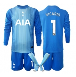 Fotbollsset Barn Tottenham Hotspur Guglielmo Vicario #1 Målvakt Bortatröja 2025-26 Mini-Kit Långärmad (+ korta byxor)