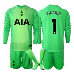Fotbollsset Barn Tottenham Hotspur Guglielmo Vicario #1 Målvakt Hemmatröja 2025-26 Mini-Kit Långärmad (+ korta byxor)