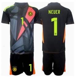 Fotbollsset Barn Tyskland Manuel Neuer #1 Målvakt Hemmatröja EM 2024 Mini-Kit Kortärmad (+ korta byxor)