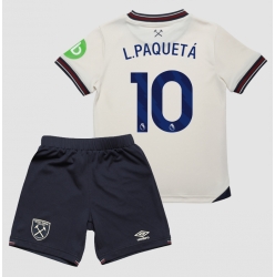 Fotbollsset Barn West Ham United Lucas Paqueta #10 Bortatröja 2025-26 Mini-Kit Kortärmad (+ korta byxor)