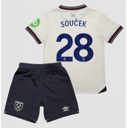Fotbollsset Barn West Ham United Tomas Soucek #28 Bortatröja 2025-26 Mini-Kit Kortärmad (+ korta byxor)