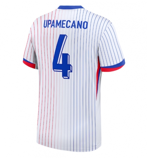 Frankrike Dayot Upamecano #4 Bortatröja EM 2024 Kortärmad Frankrike Dayot Upamecano #4 Bortatröja EM 2024 Kortärmad