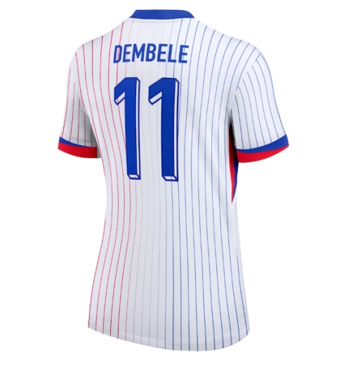 Frankrike Ousmane Dembele #11 Bortatröja EM 2024 Dam Kortärmad Frankrike Ousmane Dembele #11 Bortatröja EM 2024 Dam Kortärmad