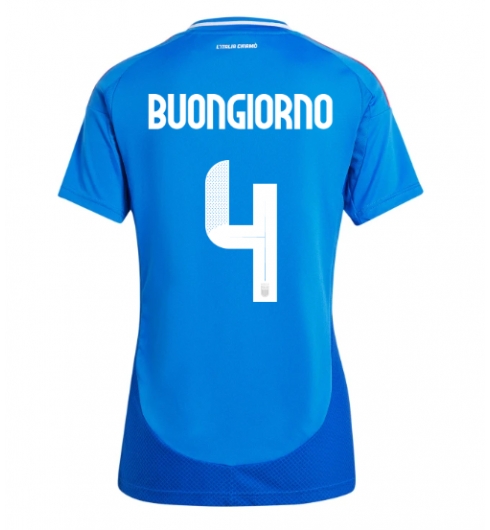 Italien Alessandro Buongiorno #4 Hemmatröja EM 2024 Dam Kortärmad Italien Alessandro Buongiorno #4 Hemmatröja EM 2024 Dam Kortärmad