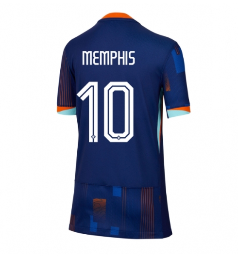 Nederländerna Memphis Depay #10 Bortatröja EM 2024 Dam Kortärmad Nederländerna Memphis Depay #10 Bortatröja EM 2024 Dam Kortärmad