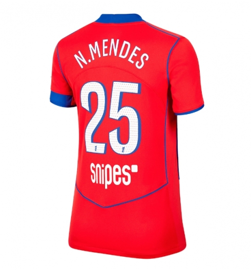 Paris Saint-Germain Nuno Mendes #25 Tredje Tröja 2025-26 Dam Kortärmad Paris Saint-Germain Nuno Mendes #25 Tredje Tröja 2025-26 Dam Kortärmad