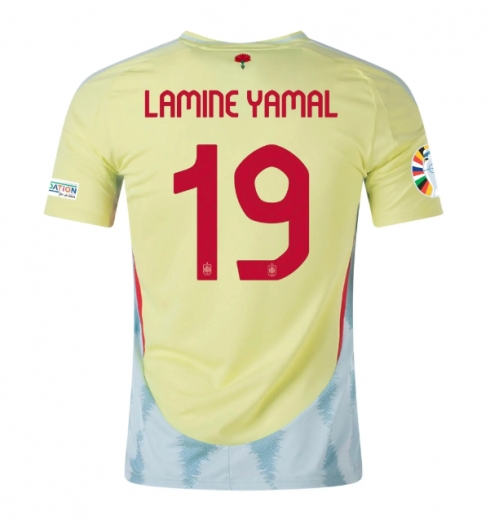 Spanien Lamine Yamal #19 Bortatröja EM 2024 Kortärmad Spanien Lamine Yamal #19 Bortatröja EM 2024 Kortärmad