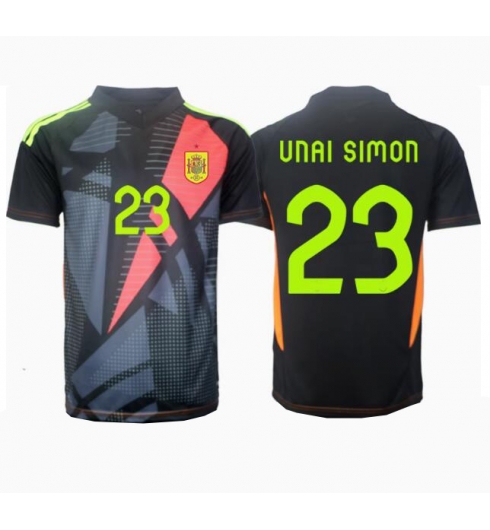 Spanien Unai Simon #23 Målvakt Bortatröja EM 2024 Kortärmad Spanien Unai Simon #23 Målvakt Bortatröja EM 2024 Kortärmad